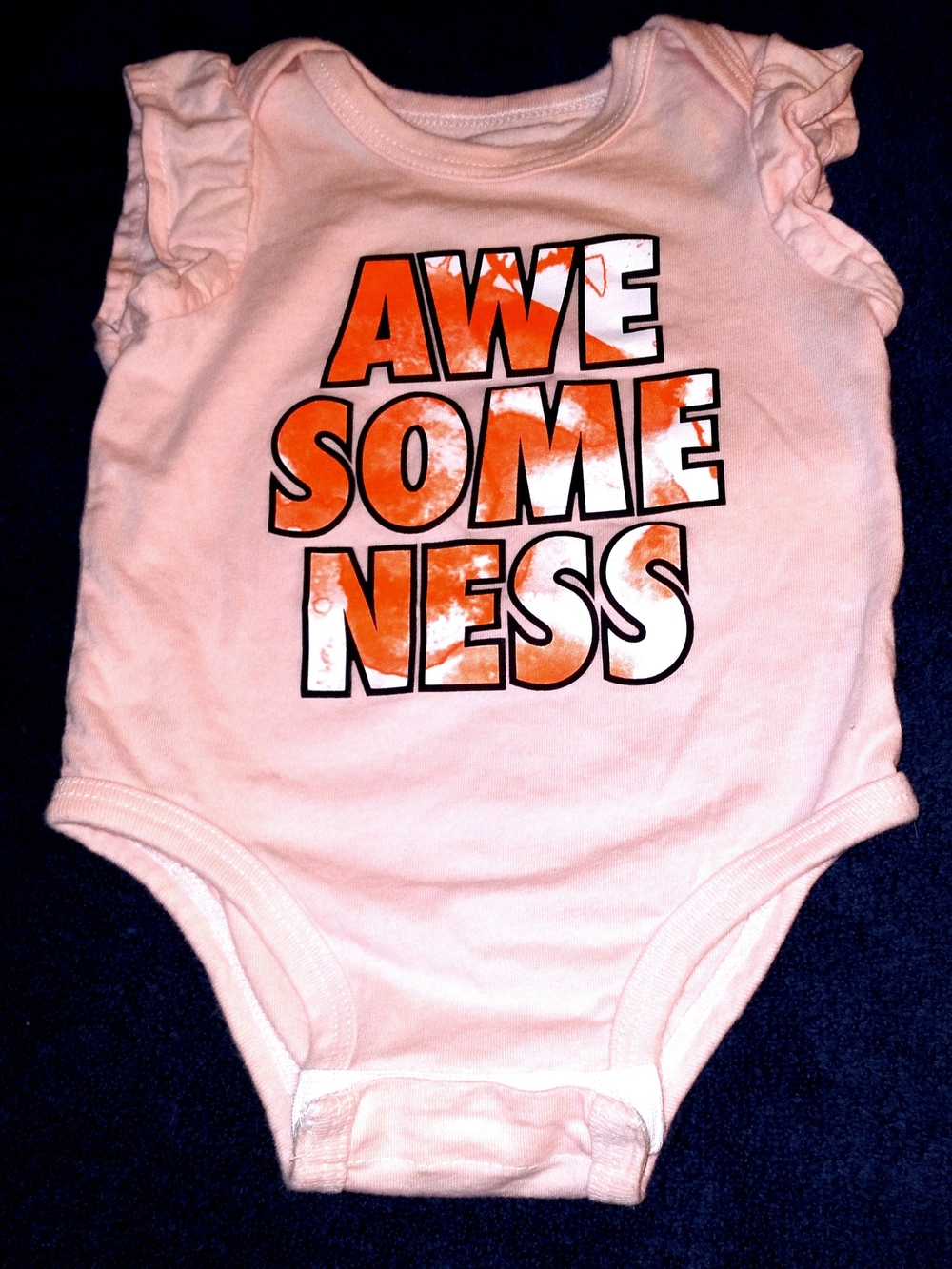 Nike Peach Bodysuit with Orange 'AWESOMENESS' Graphic